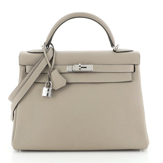 Kelly Handbag Grey Togo with Palladium Hardware 32
