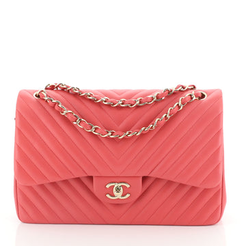 Classic Double Flap Bag Chevron Lambskin Jumbo