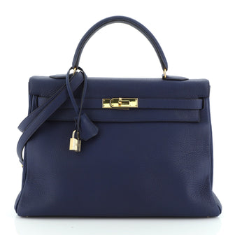 Kelly Handbag Bleu Saphir Togo with Gold Hardware 35