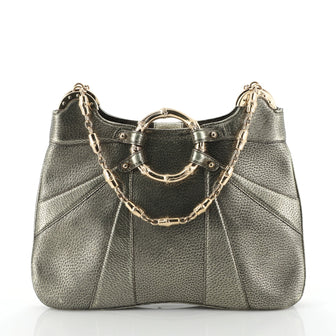 Gucci Bamboo Jeweled Shoulder Bag Leather Medium