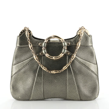 Gucci Bamboo Jeweled Shoulder Bag Leather Medium