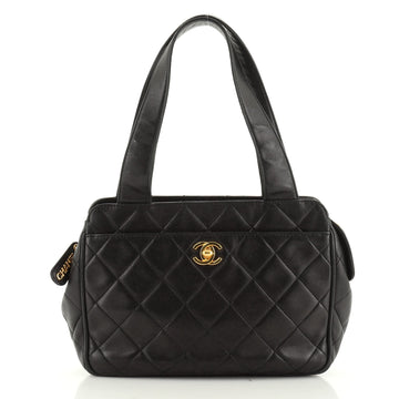 Vintage CC Front Pocket Shoulder Bag Quilted Lambskin Small