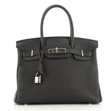 Hermes Birkin Handbag Black Togo with Palladium Hardware 30