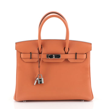 Birkin Handbag Orange H Togo with Palladium Hardware 30