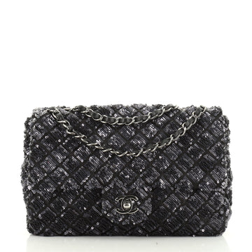 Flap Bag Sequin Quilted Satin Medium