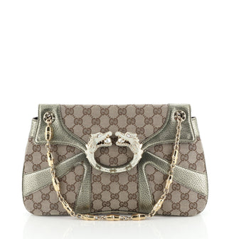 Jeweled Dragon Bag GG Canvas with Leather