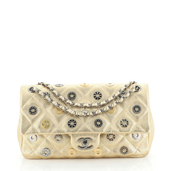 Chanel Paris-Dubai Medals Flap Bag Quilted Embellished Perforated Leather Medium
