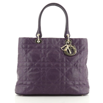 Christian Dior Lady Dior Soft Tote Cannage Quilt Canvas Large