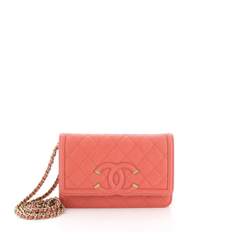 Chanel Filigree Wallet on Chain Quilted Caviar 