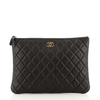 Chanel Chain Infinity O Case Clutch Quilted Goatskin Medium