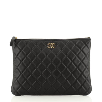 Chanel Chain Infinity O Case Clutch Quilted Goatskin Medium