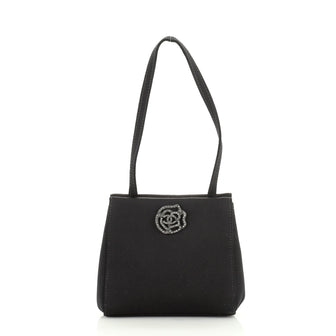 Chanel Vintage Crystal Camellia Evening Bag Satin Small