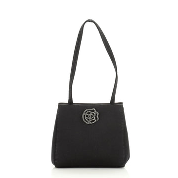 Chanel Vintage Crystal Camellia Evening Bag Satin Small