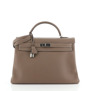 Hermes Kelly Handbag Grey Togo with Palladium Hardware 35