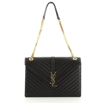 Saint Laurent Classic Monogram Envelope Satchel Matelasse Chevron Leather Large