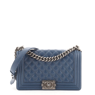 Chanel Boy Flap Bag Quilted Caviar Old Medium