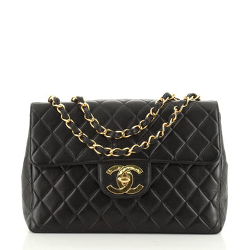 Chanel Vintage Classic Single Flap Bag Quilted Lambskin Jumbo