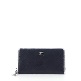 Chanel CC Charm Zip Around Wallet Quilted Lambskin Long