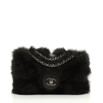 Chanel Vintage Flap Bag Fur with Caviar Medium