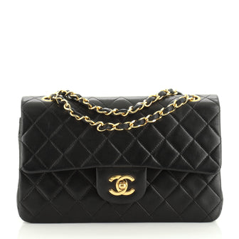 Chanel Vintage Classic Double Flap Bag Quilted Lambskin Small