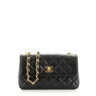 Chanel Vintage CC Turn Lock Chain Flap Bag Quilted Lambskin Mini