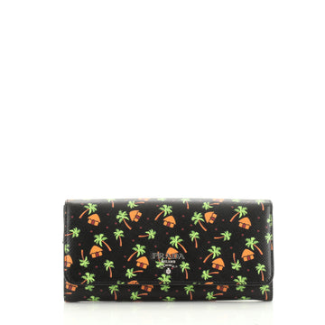 Prada Flap Wallet Printed Saffiano Long