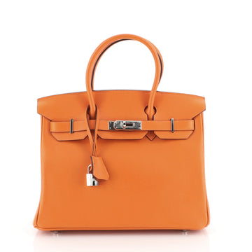 Hermes Birkin Handbag Orange Swift with Palladium Hardware 30