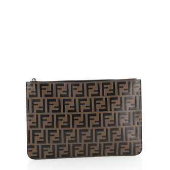 Fendi Pochette Logo Embossed Leather 