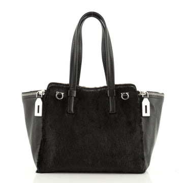 Salvatore Ferragamo Verve Tote Fox Fur and Leather Medium