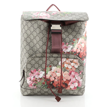 Gucci Buckle Backpack Blooms Print GG Coated Canvas and Leather Medium