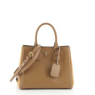 Prada Bicolor Lux Convertible Open Tote Saffiano Leather Small