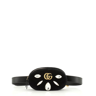 Gucci GG Marmont Belt Bag Embellished Matelasse Velvet 