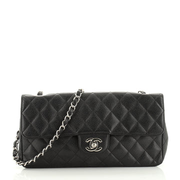 Chanel Vintage Classic Single Flap Bag Quilted Caviar East West