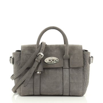 Bayswater Satchel Crocodile Embossed Nubuck Mini