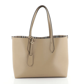 Burberry Reversible Tote Haymarket Coated Canvas and Leather Small