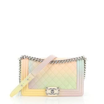 Chanel Rainbow Boy Flap Bag Quilted Painted Caviar Old Medium