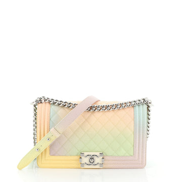 Chanel Rainbow Boy Flap Bag Quilted Painted Caviar Old Medium