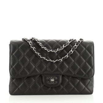 Chanel Classic Single Flap Bag Quilted Caviar Jumbo