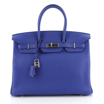 Hermes Birkin Handbag Blue Togo with Palladium Hardware 35
