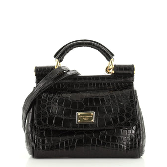 Dolce & Gabbana Miss Sicily Bag Crocodile Embossed Leather Mini