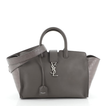 Saint Laurent Monogram Cabas Downtown Leather with Crocodile Embossed Leather Small