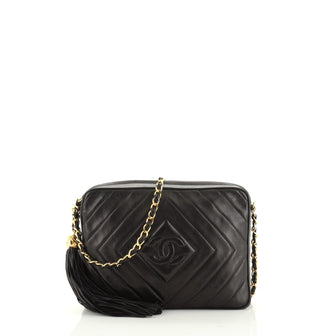 Chanel Vintage Diamond CC Camera Bag Quilted Leather Medium