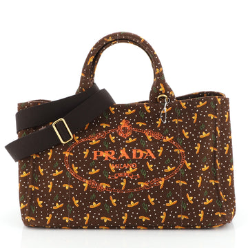 Prada Canapa Convertible Tote Printed Canvas Medium
