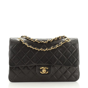 Chanel Vintage Classic Double Flap Bag Quilted Lambskin Medium