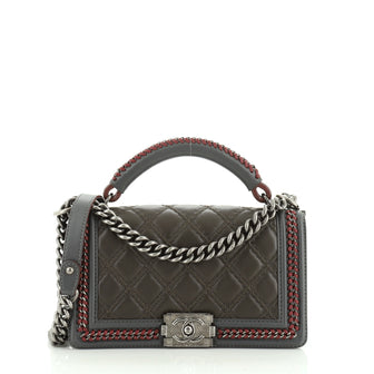 Chanel Paris-Salzburg Chain Handle Boy Flap Bag Quilted Lambskin Old Medium