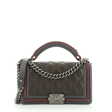 Chanel Paris-Salzburg Chain Handle Boy Flap Bag Quilted Lambskin Old Medium