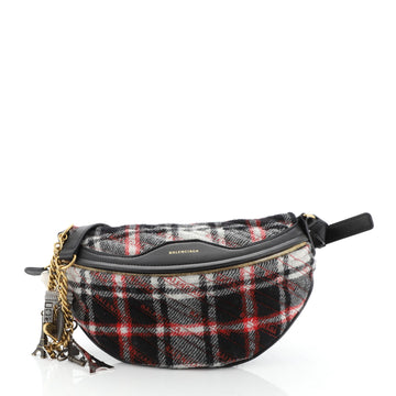 Balenciaga Souvenir Belt Bag Quilted Wool with Leather XS