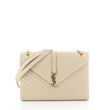 Saint Laurent Classic Monogram Envelope Satchel Matelasse Chevron Leather Large