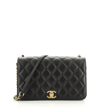 Chanel CC Side Chain Full Flap Bag Quilted Lambskin Medium