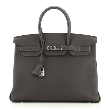 Hermes Birkin Handbag Brown Togo with Palladium Hardware 35